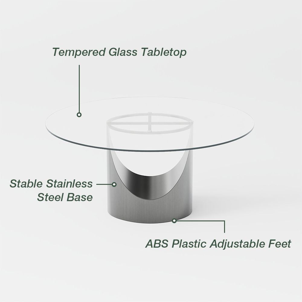 Modern Clear & Gray Tempered Glass Dining Tables