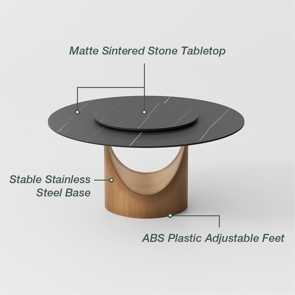Round Black Sintered Stone Dining Tables