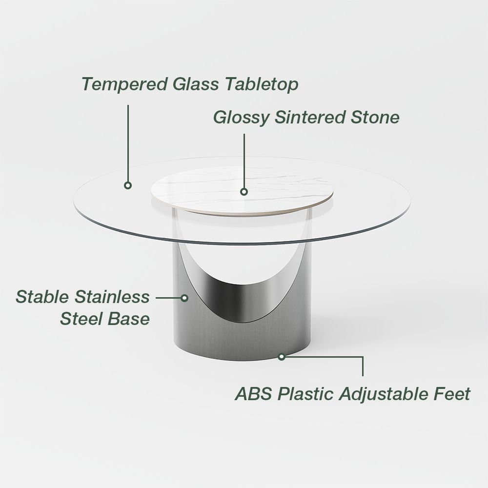 Hobart Clear & Gray Tempered Glass Dining Tables