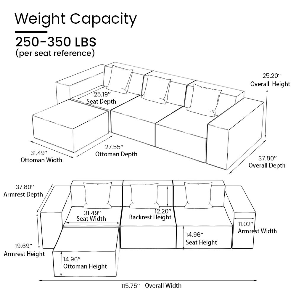 Fabric Light Gray Fabric Modular Sofas