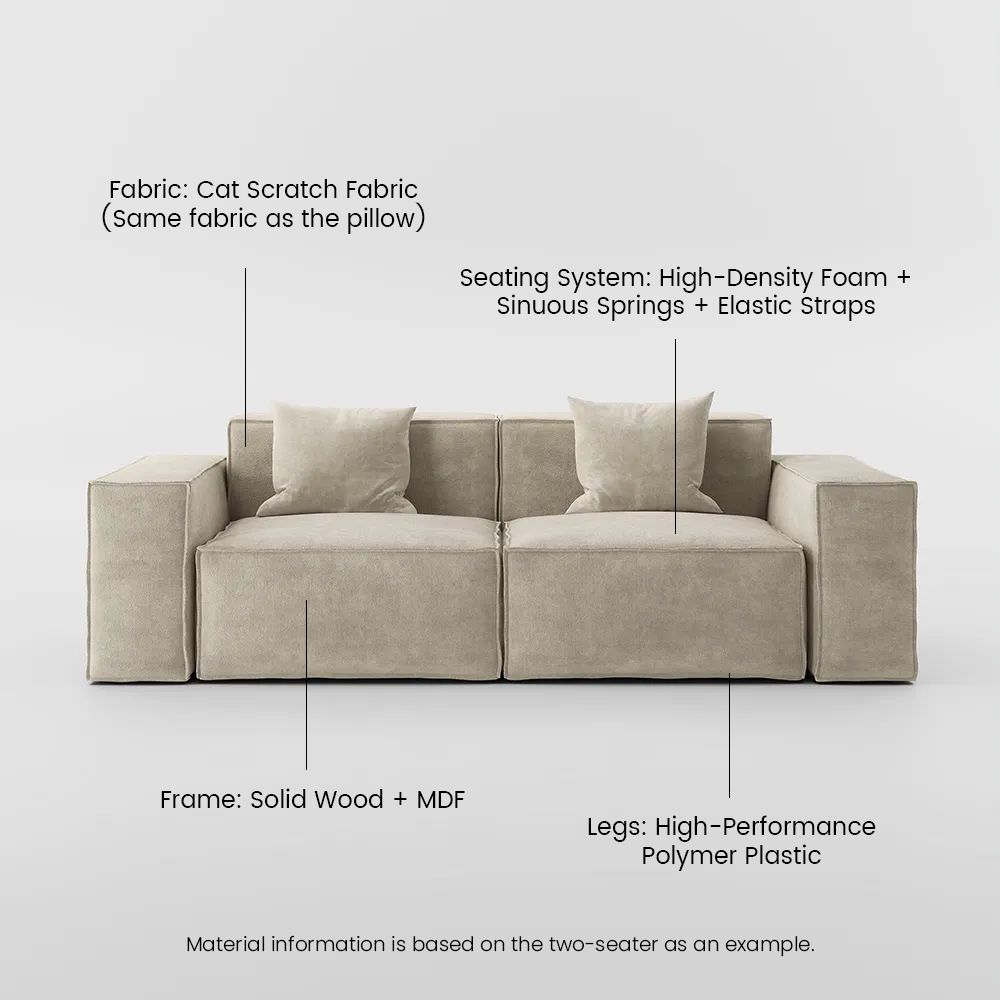 Pure Color Beige Fabric Modular Sofas