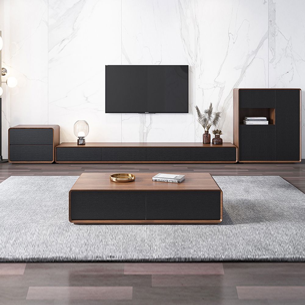 Legno scuro e nero  MDF Supporti TV