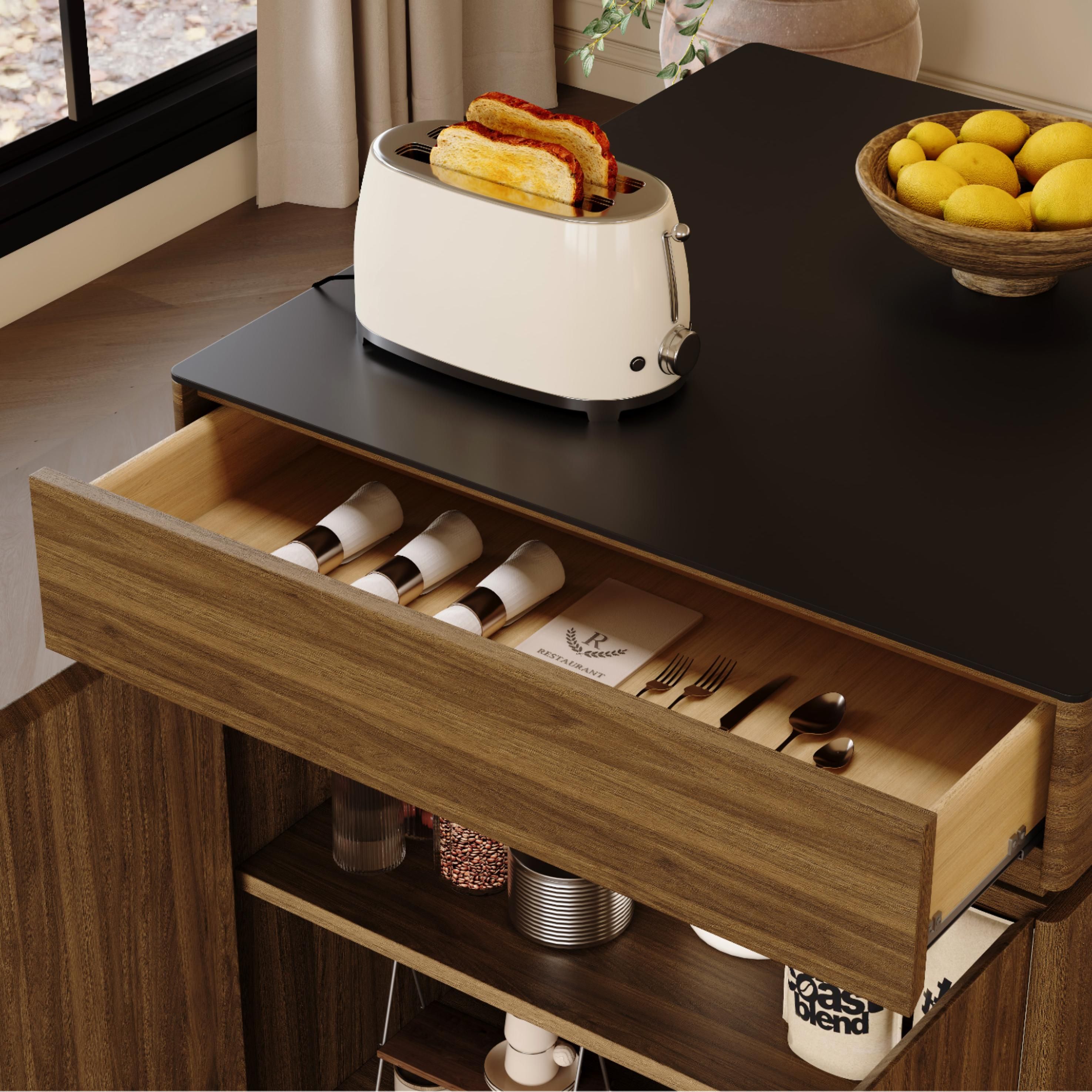 Black Walnut & Black Kitchen Island