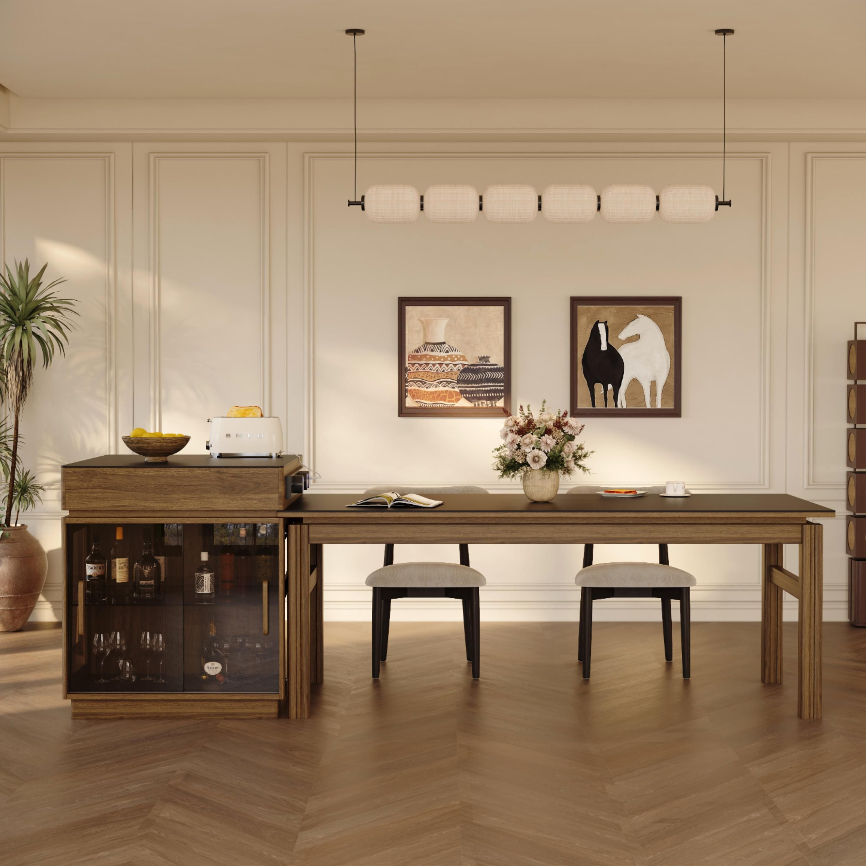 Fully Assembled Walnut & Black Kitchen Island
