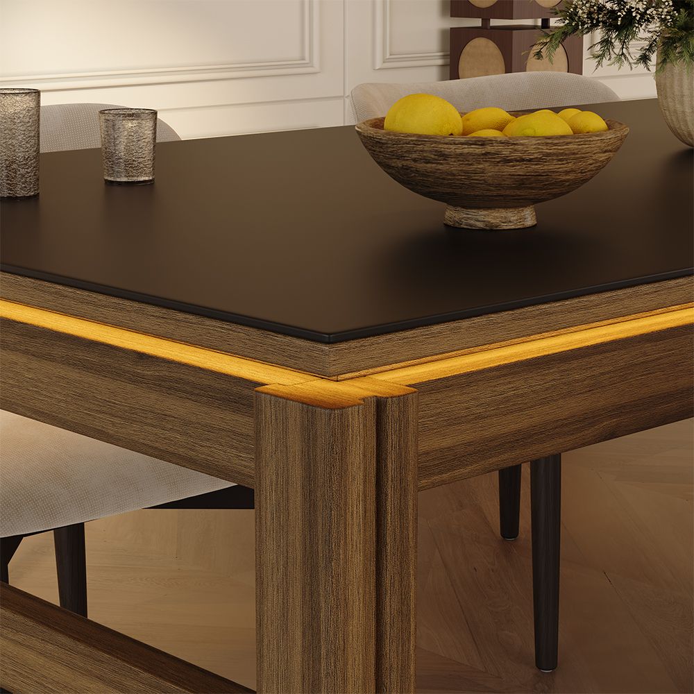 Solid Wood Black Matte Sintered Stone Kitchen Island