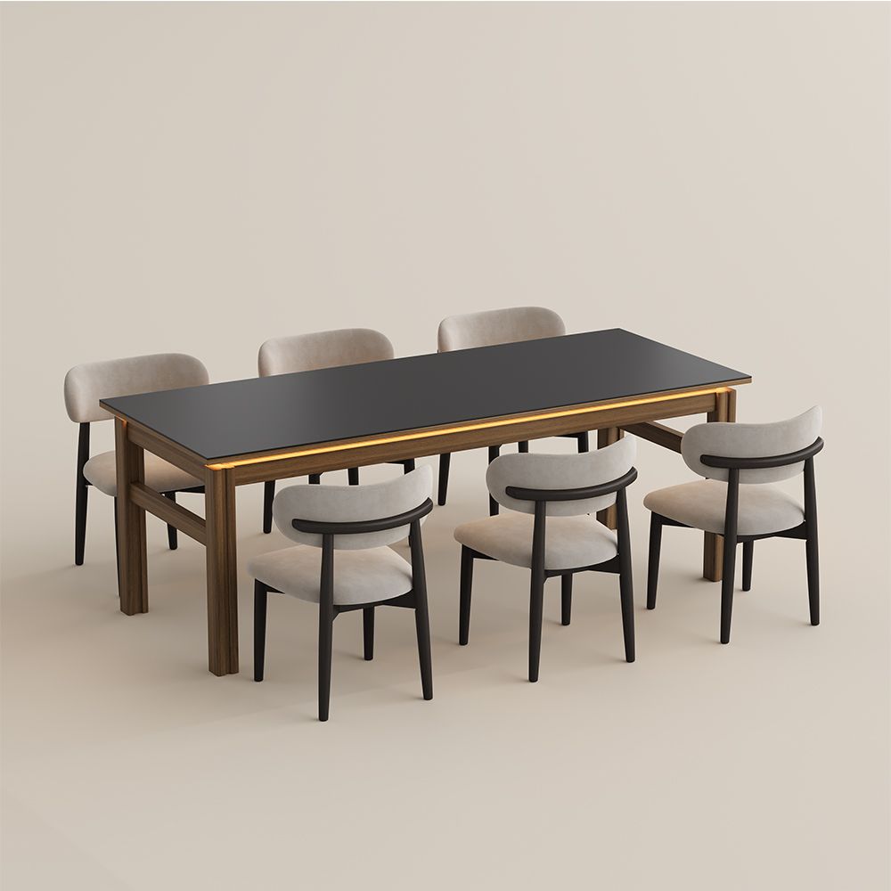 with Chairs Black Matte Sintered Stone Kitchen Island