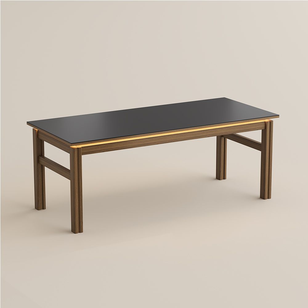 Walnut Black Matte Sintered Stone Kitchen Island