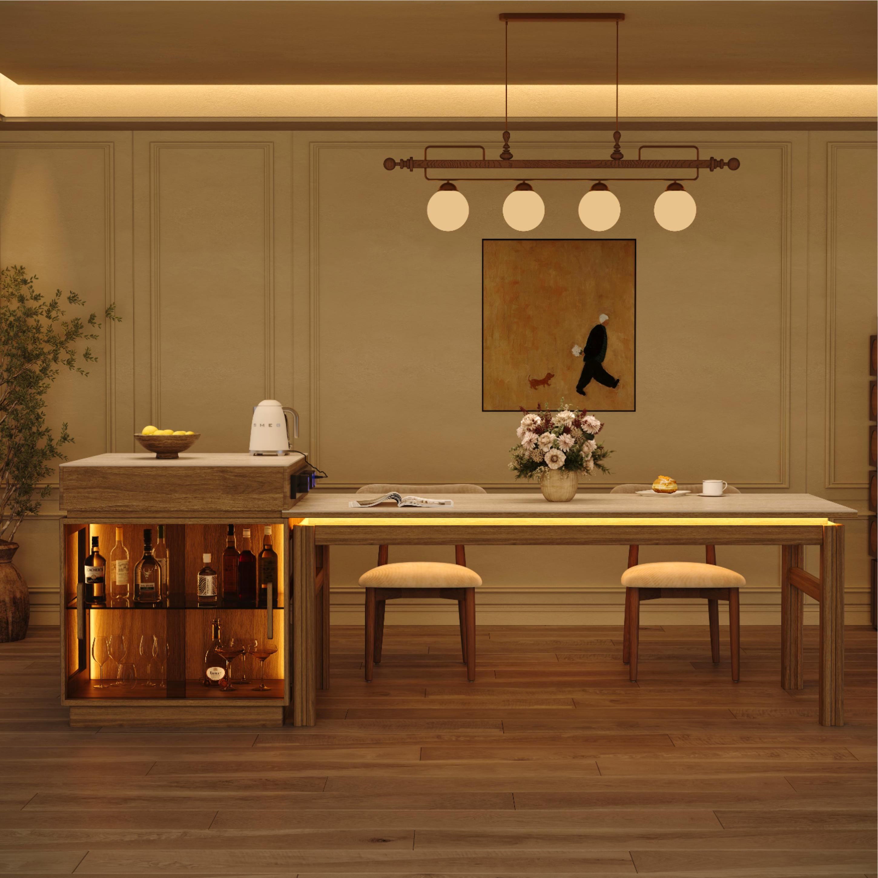 Walnut Travertine & Walnut Kitchen Island