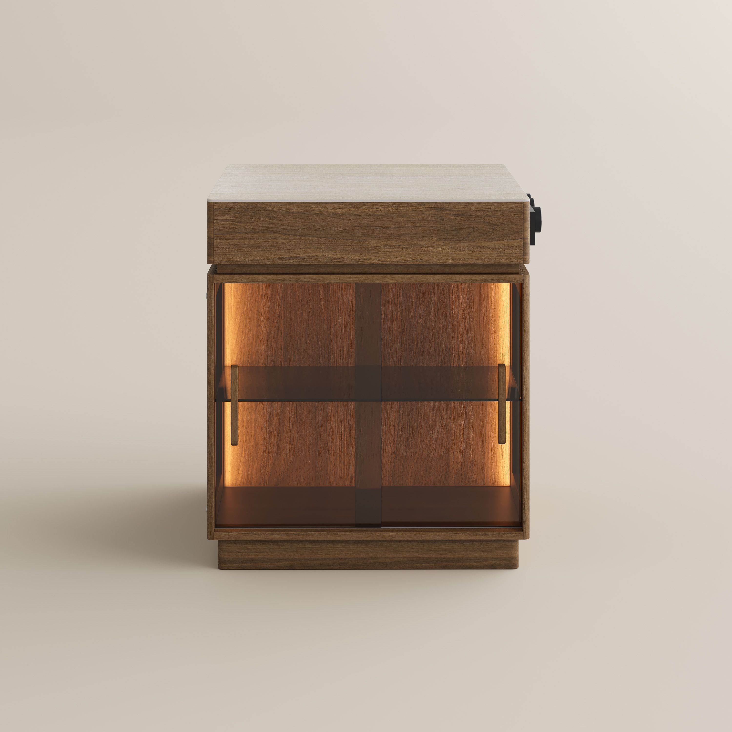 Fully Assembled Travertine & Walnut Kitchen Island