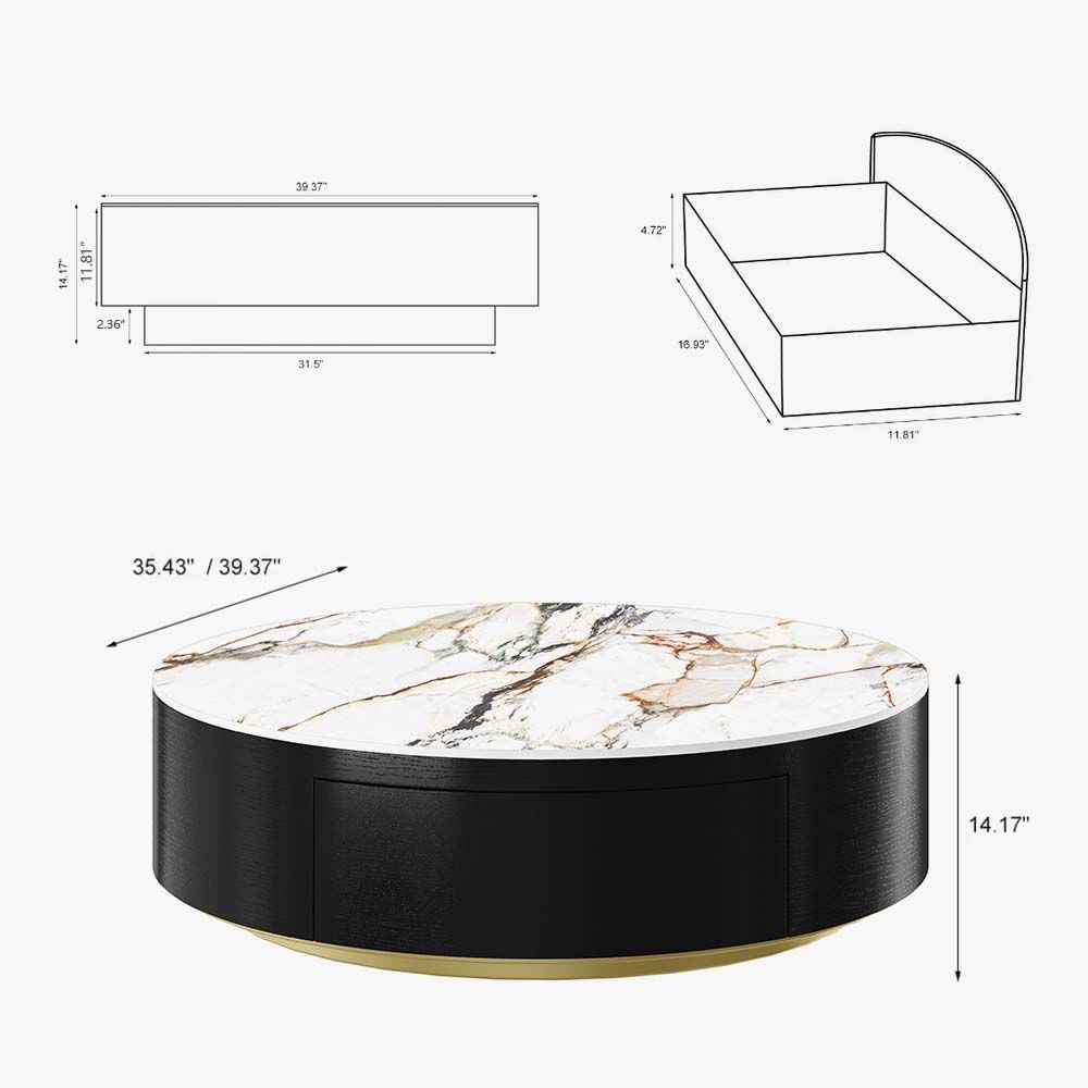 White & Black Sintered Stone Coffee Tables