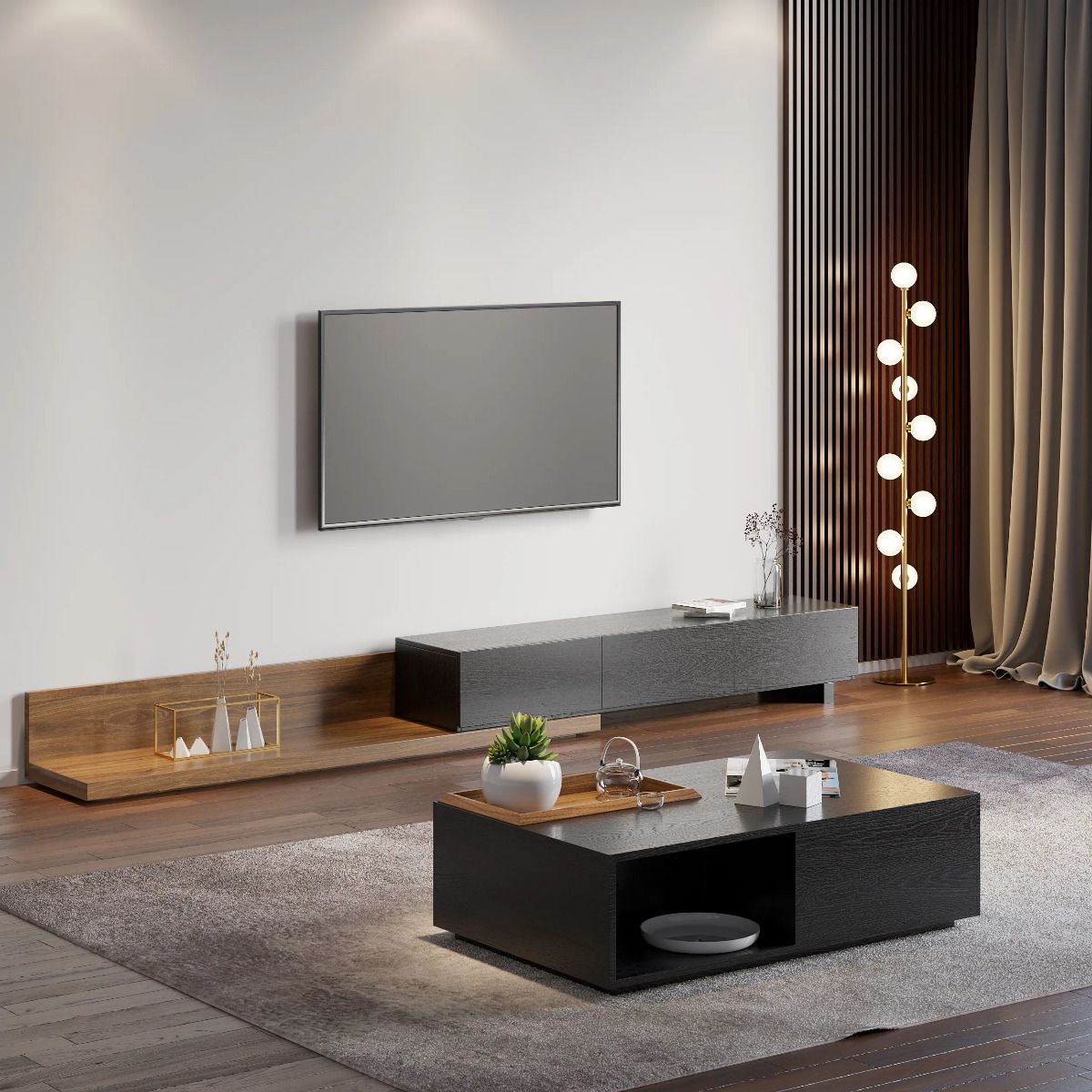Dark Wood & Black MDF TV Stands