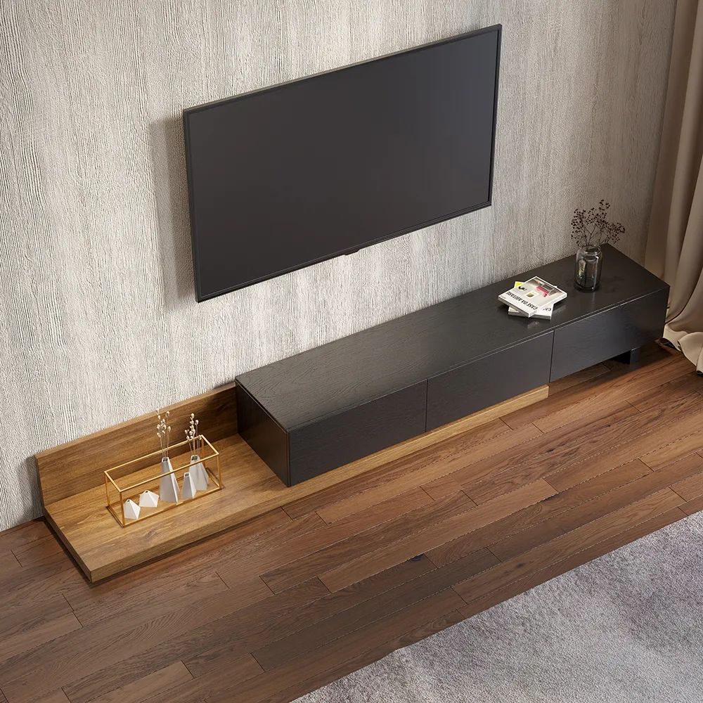 Dark Wood & Black MDF TV Stands