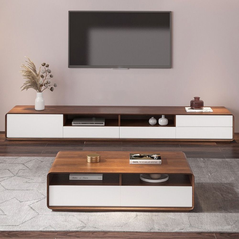 Bois foncé et blanc  MDF Meubles TV