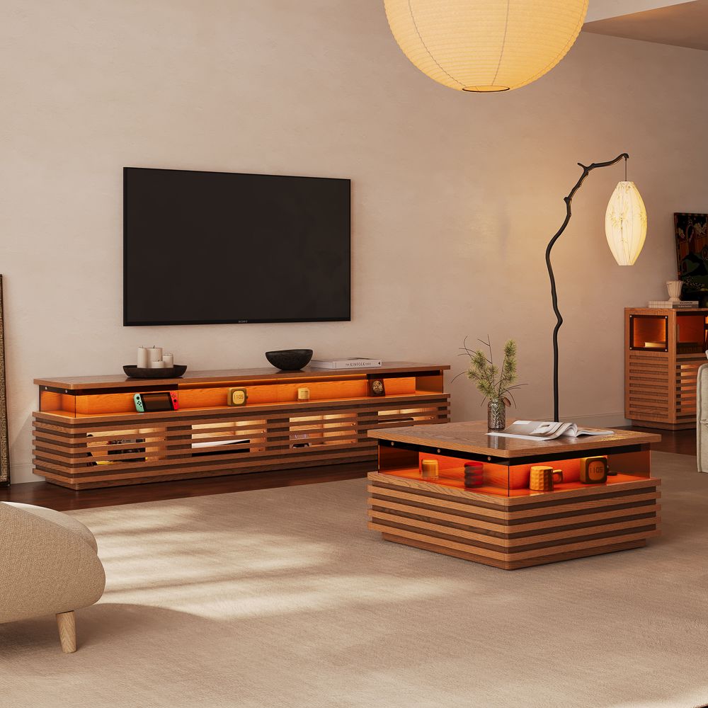 without Drawers Walnut Living Room Set