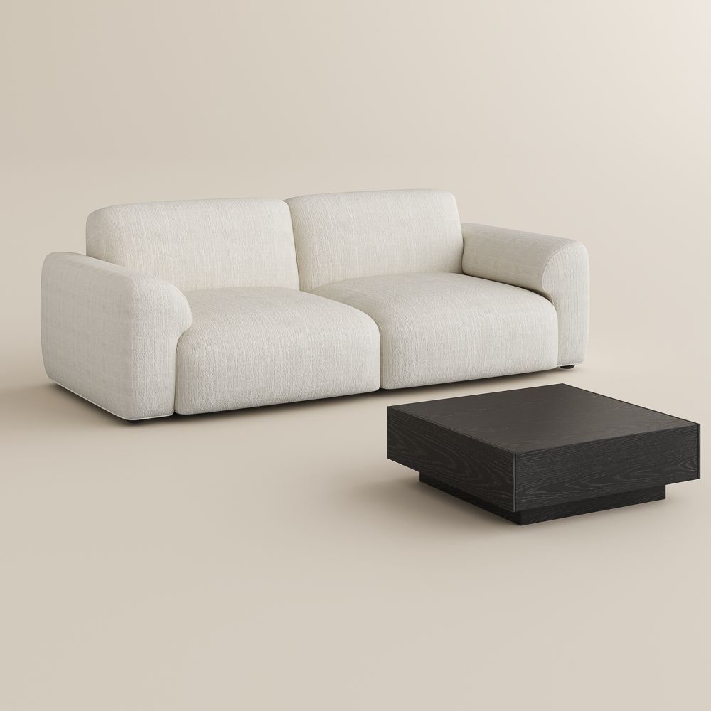 Electric White Chenille Fabric Living Room Set