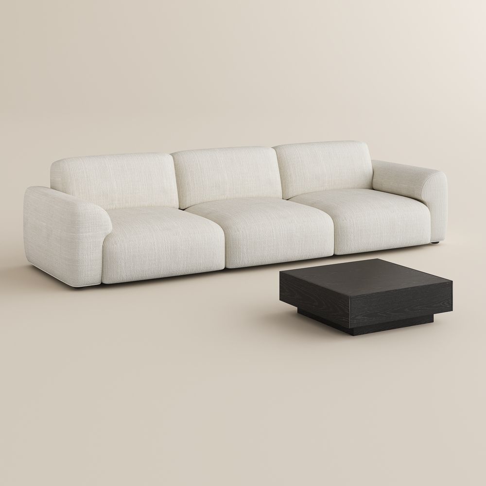 Modern White Chenille Fabric Living Room Set