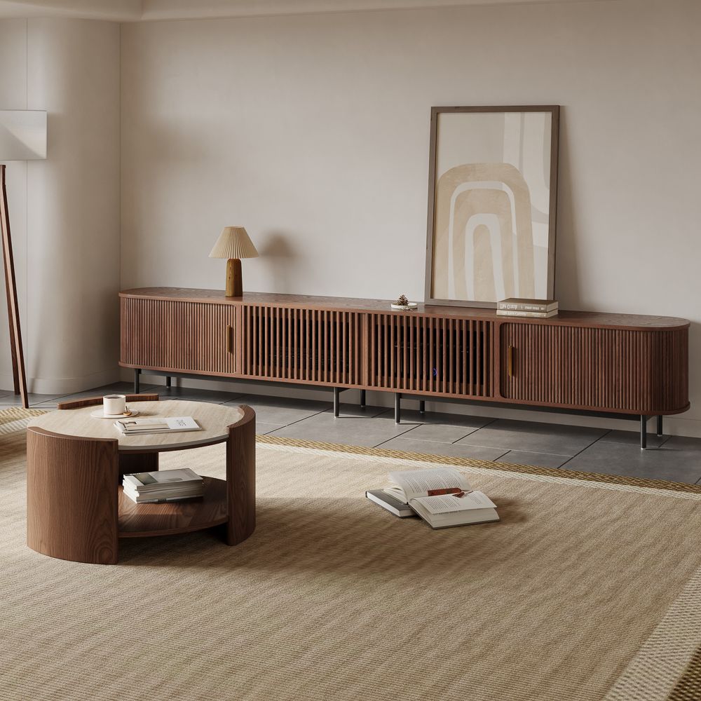 Eos Walnut Color Plywood Living Room Set