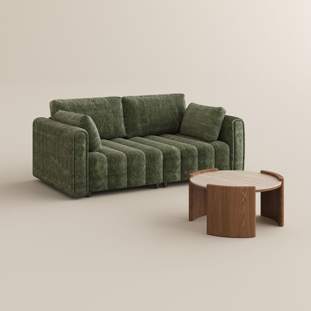 Wood Green Chenille Living Room Set