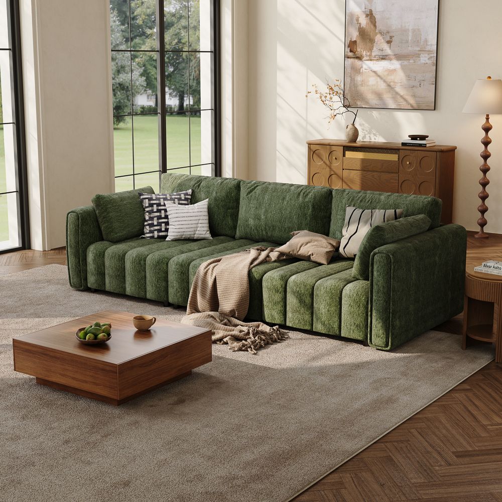 Modern Green Chenille Living Room Set