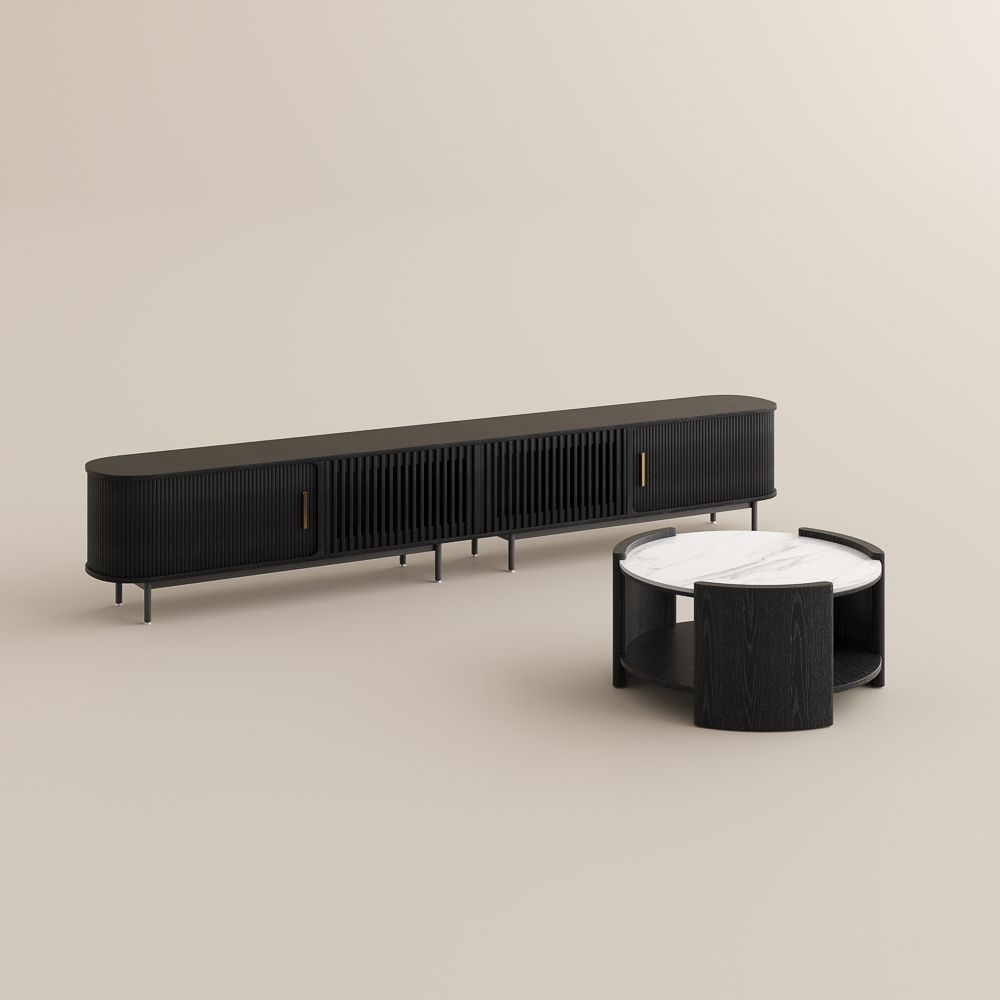 with Storage Black Plywood Living Room Set