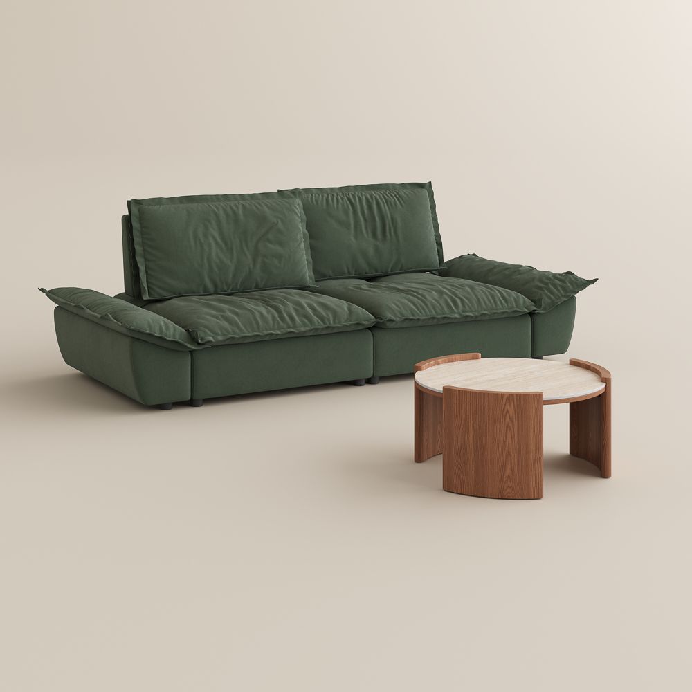 Deep Seat Green Sofas Set with Coffee Table
