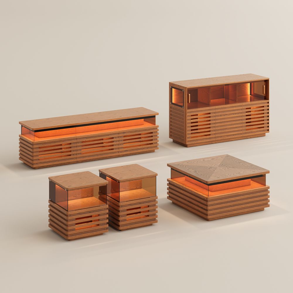 without Drawers Walnut Engineered Wood Living Room Set