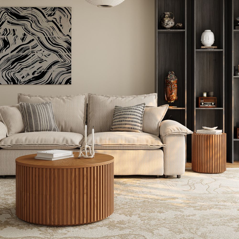 with Storage Walnut Color Living Room Set