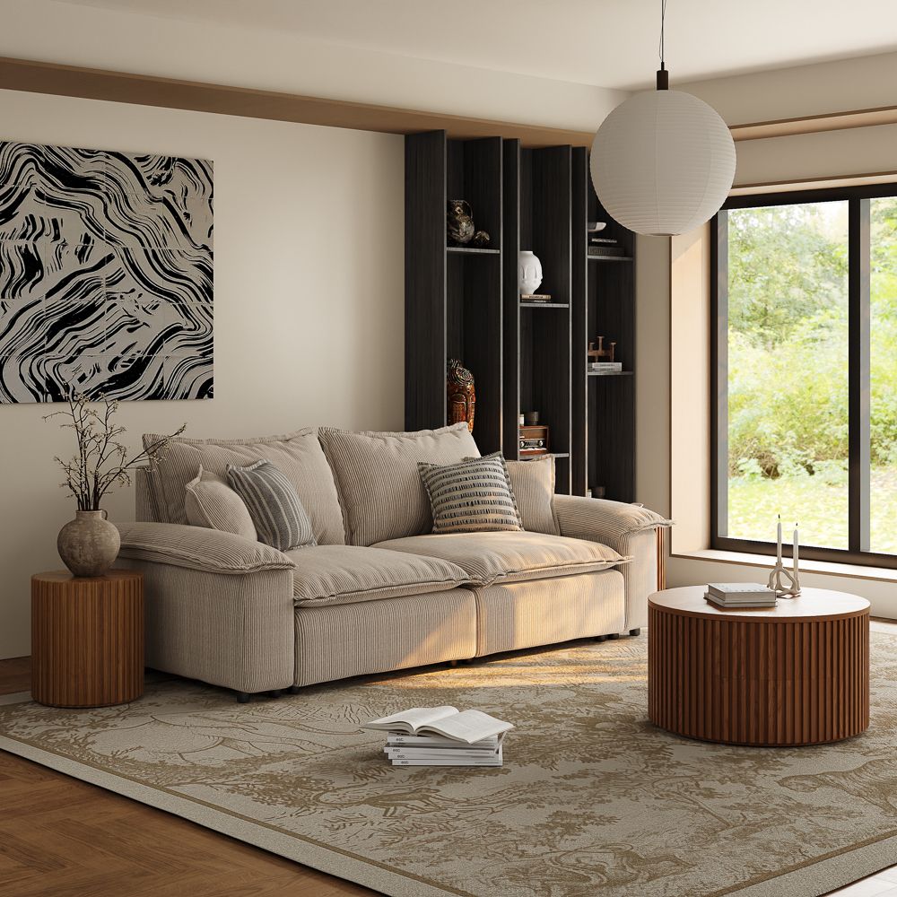 with Storage Walnut Color Living Room Set