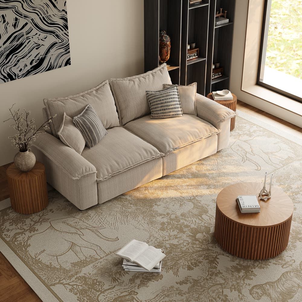 with Storage Walnut Color Living Room Set