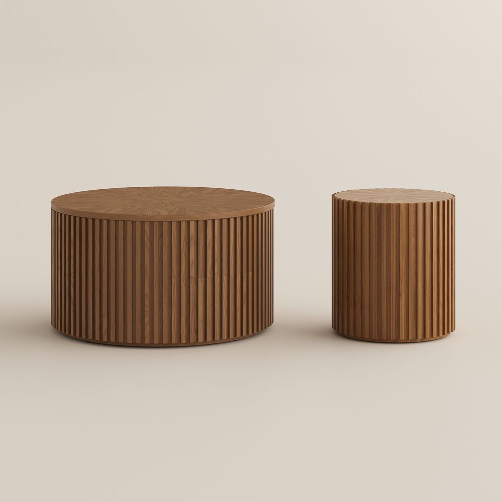 with Storage Walnut Color Living Room Set