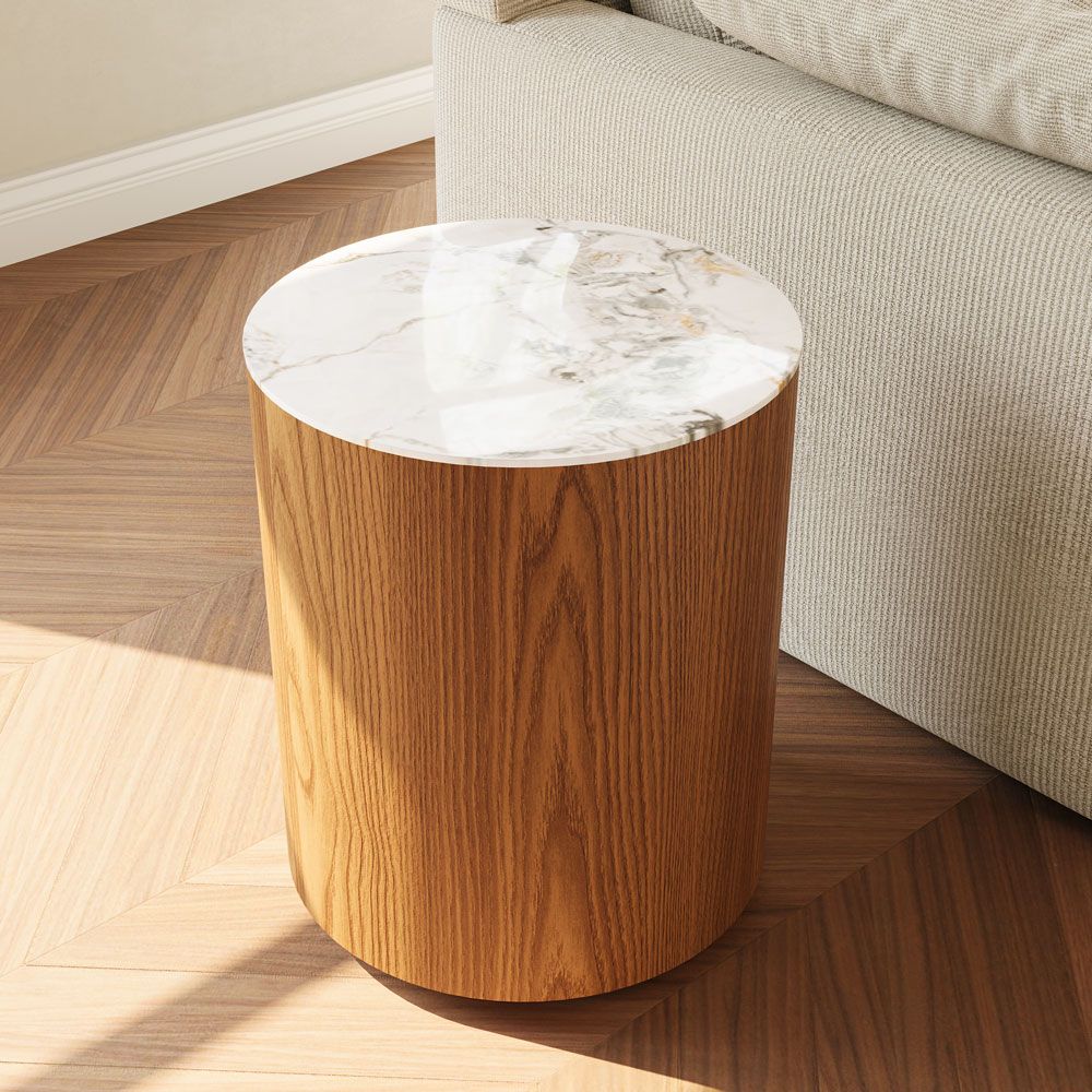 Modern Walnut Color Sintered Stone Living Room Set