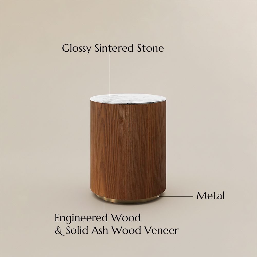 with Storage Walnut Color Sintered Stone Living Room Set