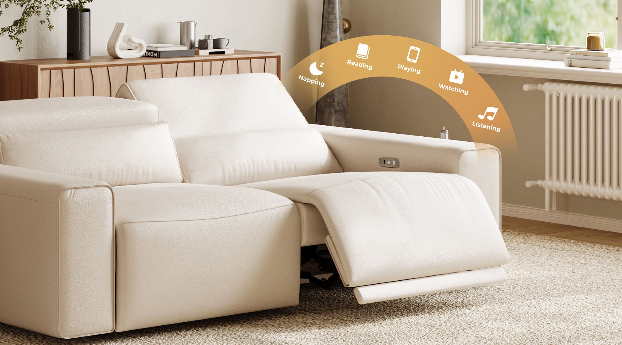 Minimalist Power Recliner Sofa