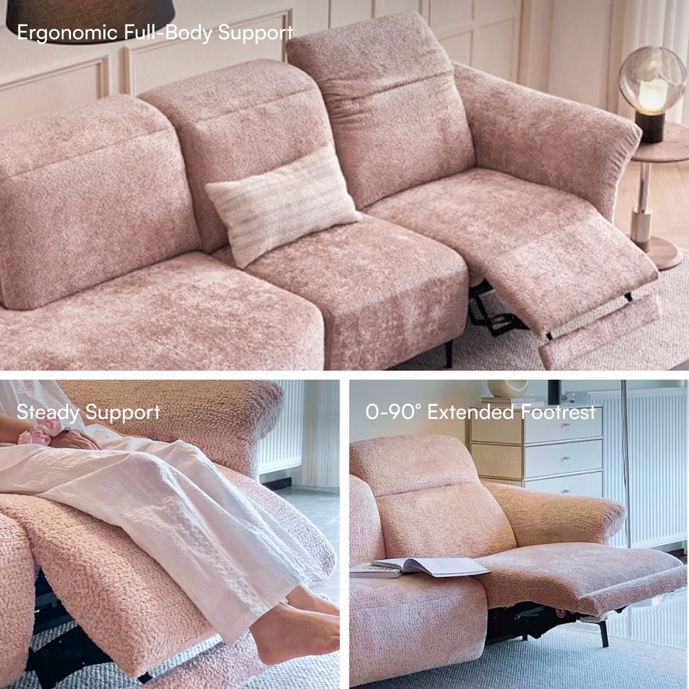 3 Seaters Pink Chenille Fabric Modular Sofas