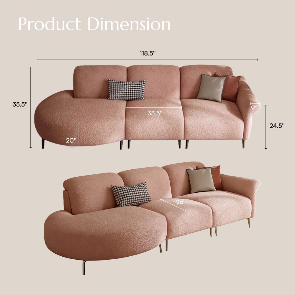 Very Relaxed Pink Chenille Fabric Modular Sofas