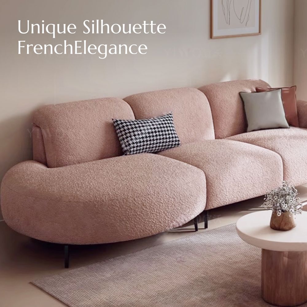 Casual Pink Chenille Fabric Modular Sofas