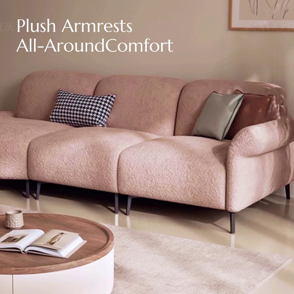Sectional Pink Chenille Fabric Modular Sofas