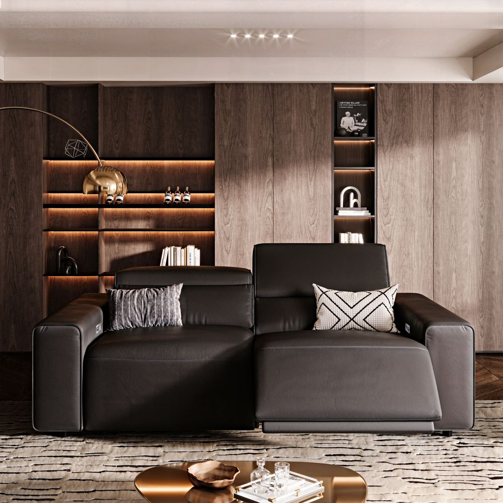 Memory Foam Black Eco-friendly Microfiber Leather Modular Sofas