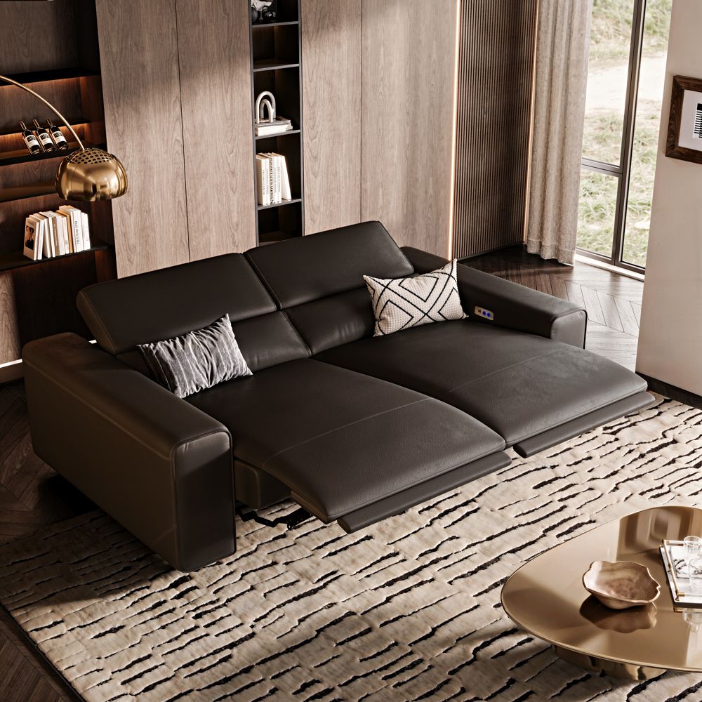 Extendable Black Eco-friendly Microfiber Leather Modular Sofas