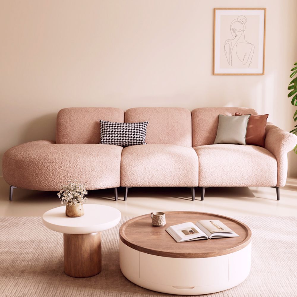 Comfortable Pink Chenille Modular Sofas