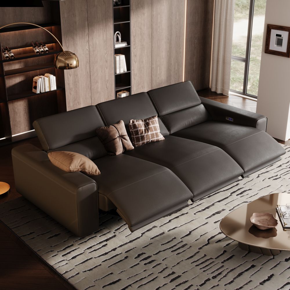 Deep Seat Black Eco-friendly Microfiber Leather Modular Sofas