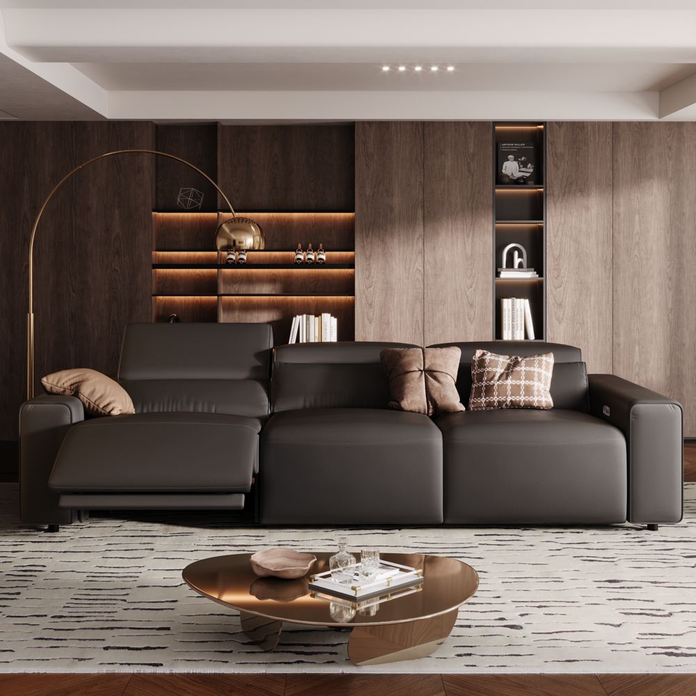 Deep Seat Black Eco-friendly Microfiber Leather Modular Sofas