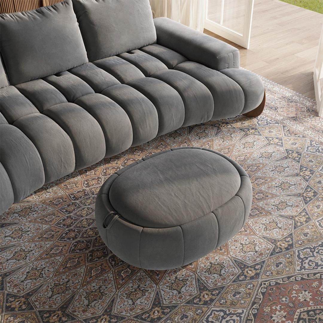 Adjustable Gray Velvet Sofa Set