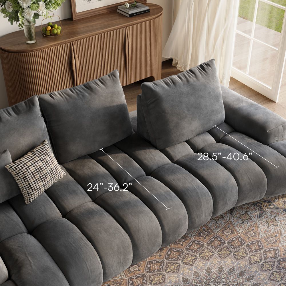 Adjustable Gray Velvet Sofa Set