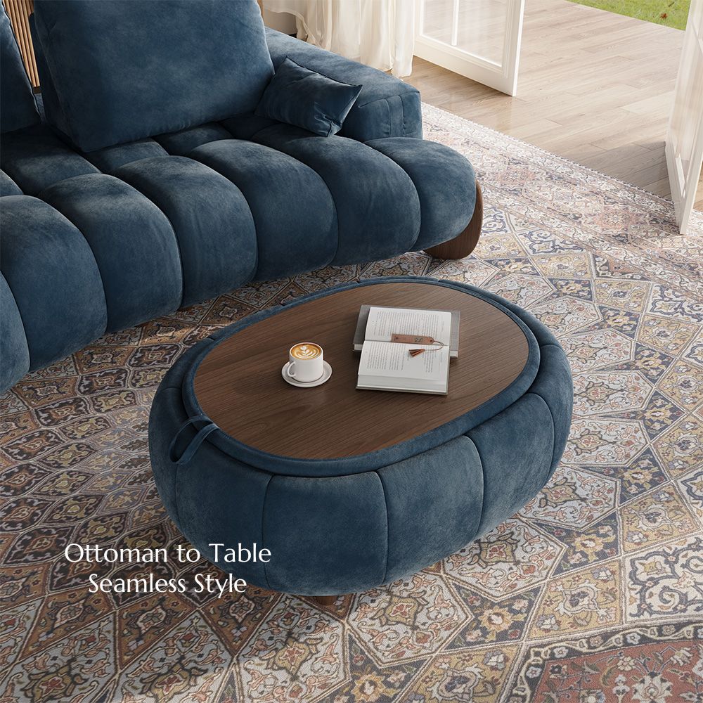 Large Blue Velvet Modular Sofas