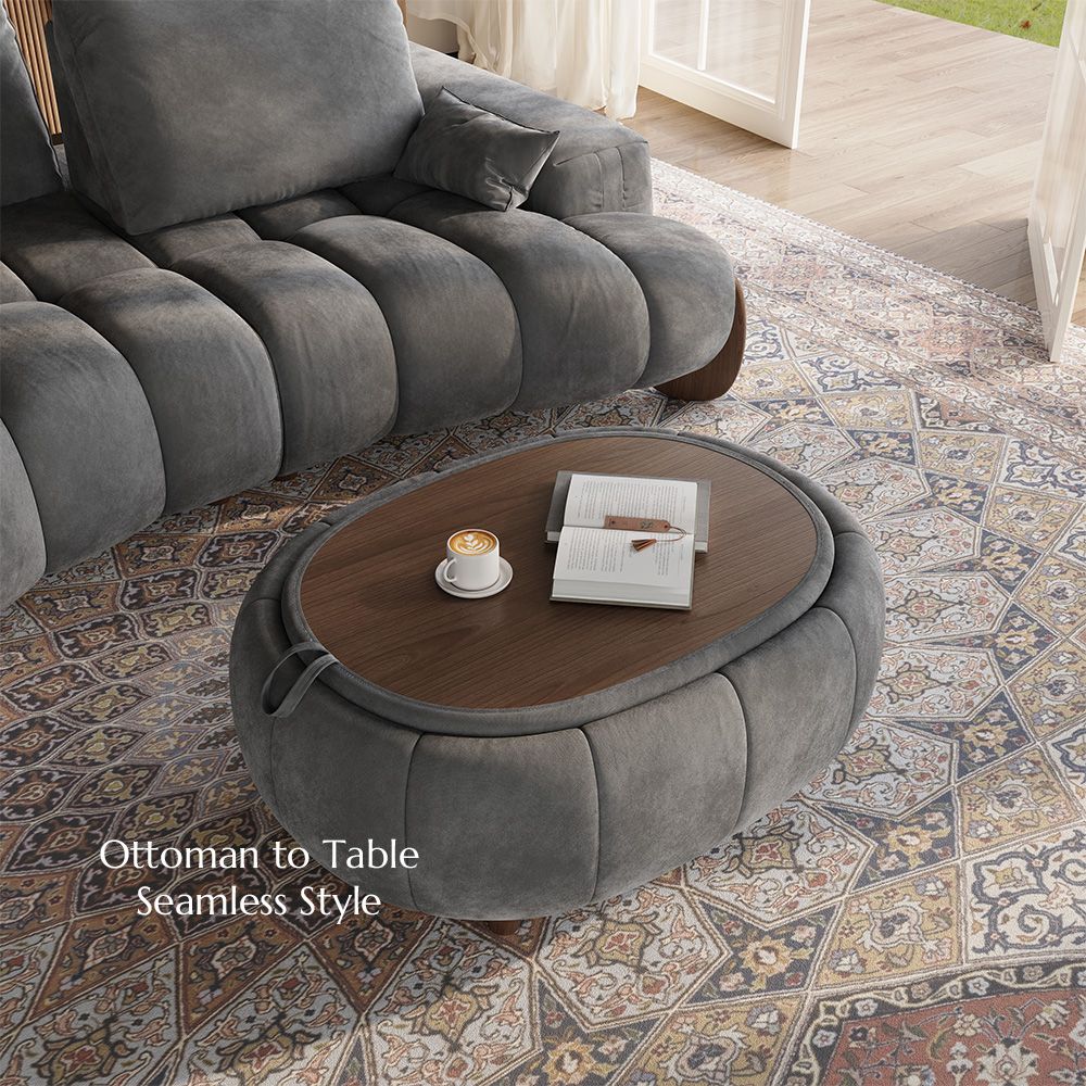 Relaxed Grey Velvet Modular Sofas