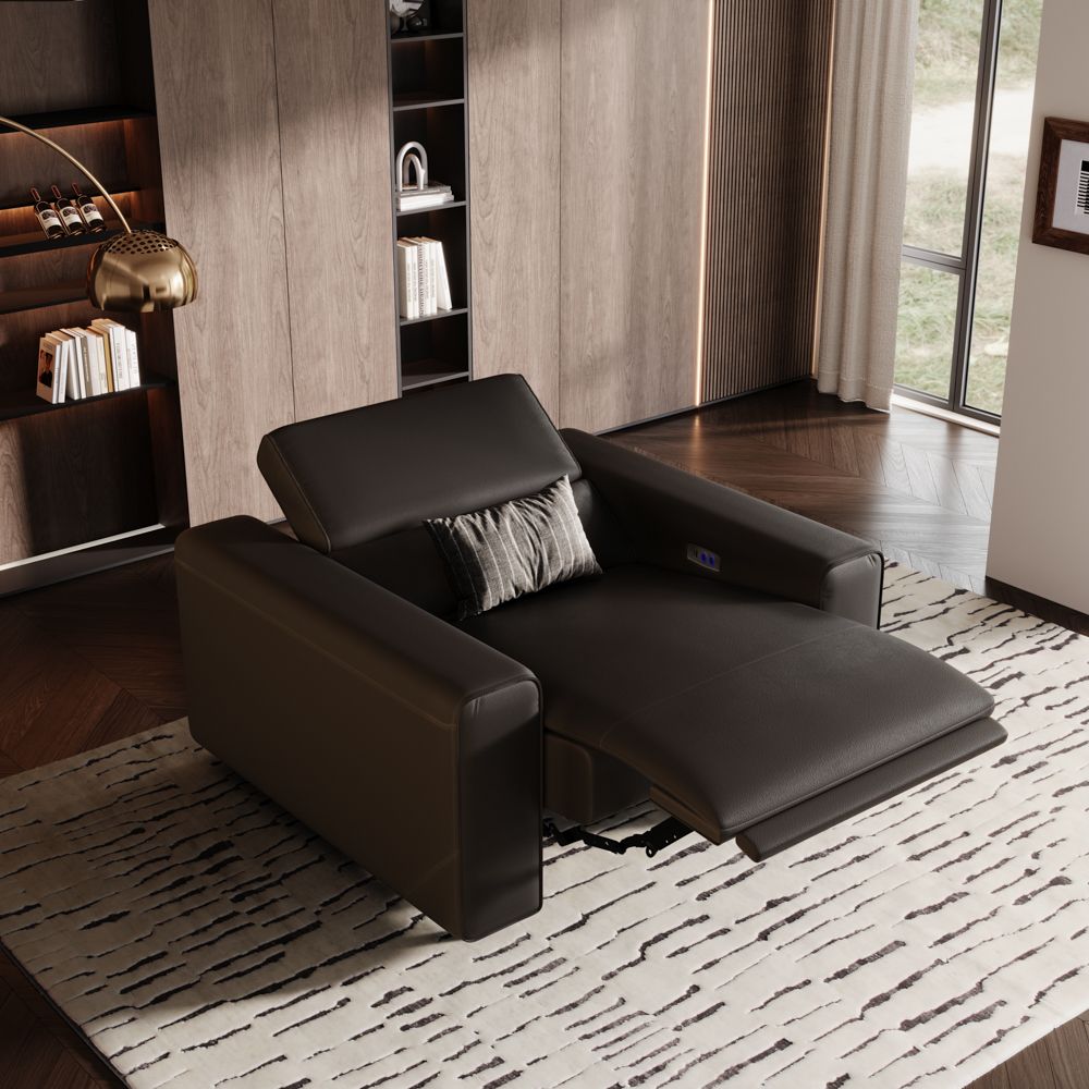 Single Seat Black Eco-friendly Microfiber Leather Modular Sofas