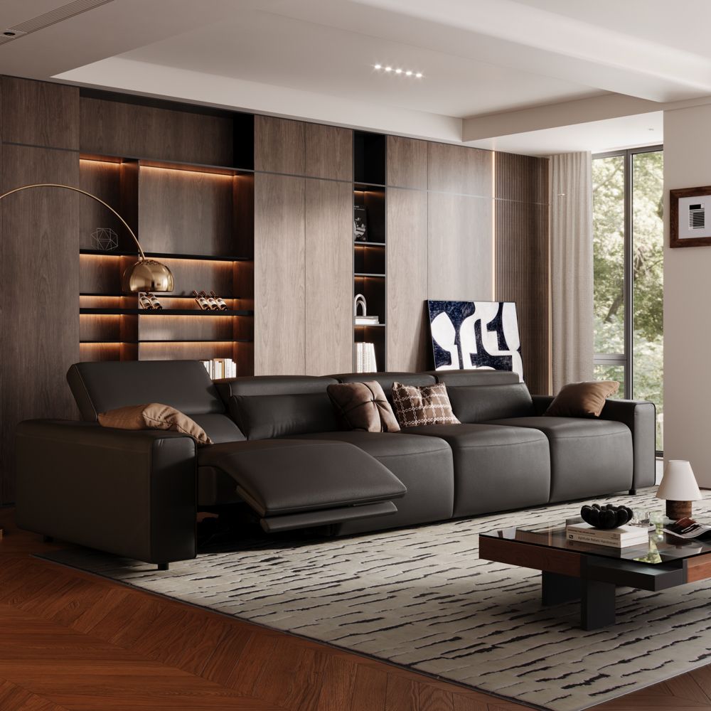 Living Room Black Eco-friendly Microfiber Leather Modular Sofas