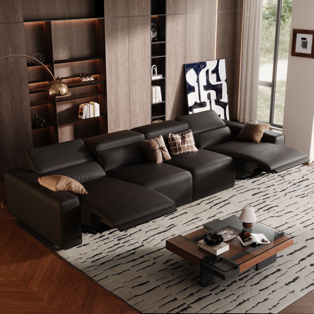 for 4 Black Eco-friendly Microfiber Leather Modular Sofas