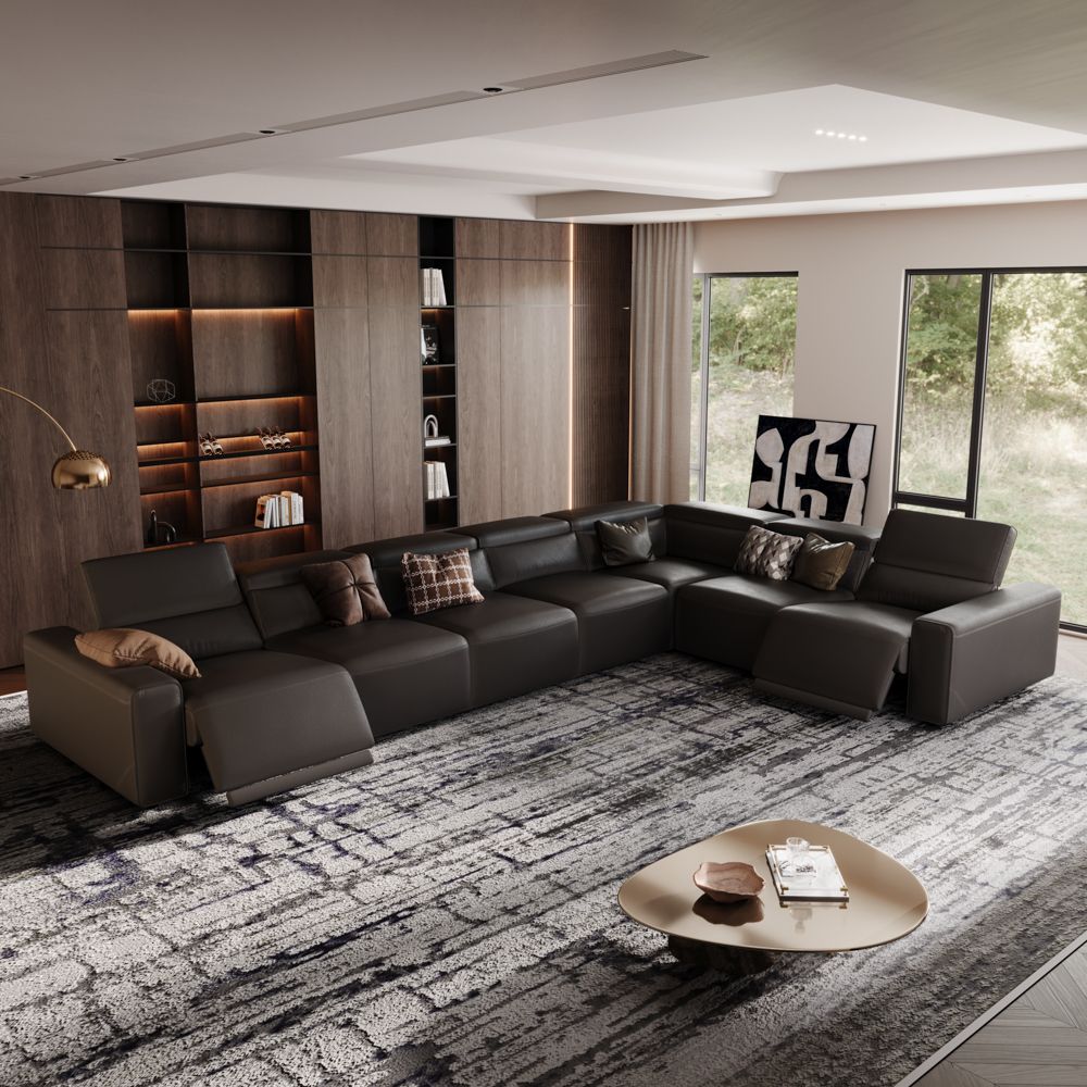 Sectionals Black Eco-friendly Microfiber Leather Modular Sofas